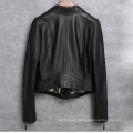 New Design Motorcycle Jacket Genuine Leather Short Jacket Women